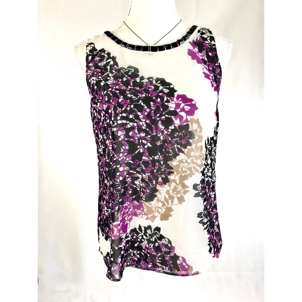 DANA BUCHMAN Beaded Neck Sleeveless Blouse… - Picture 1 of 5